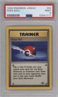 Poke Ball from the 1999 Pokemon set graded by PSA and given an overall grade of 9.