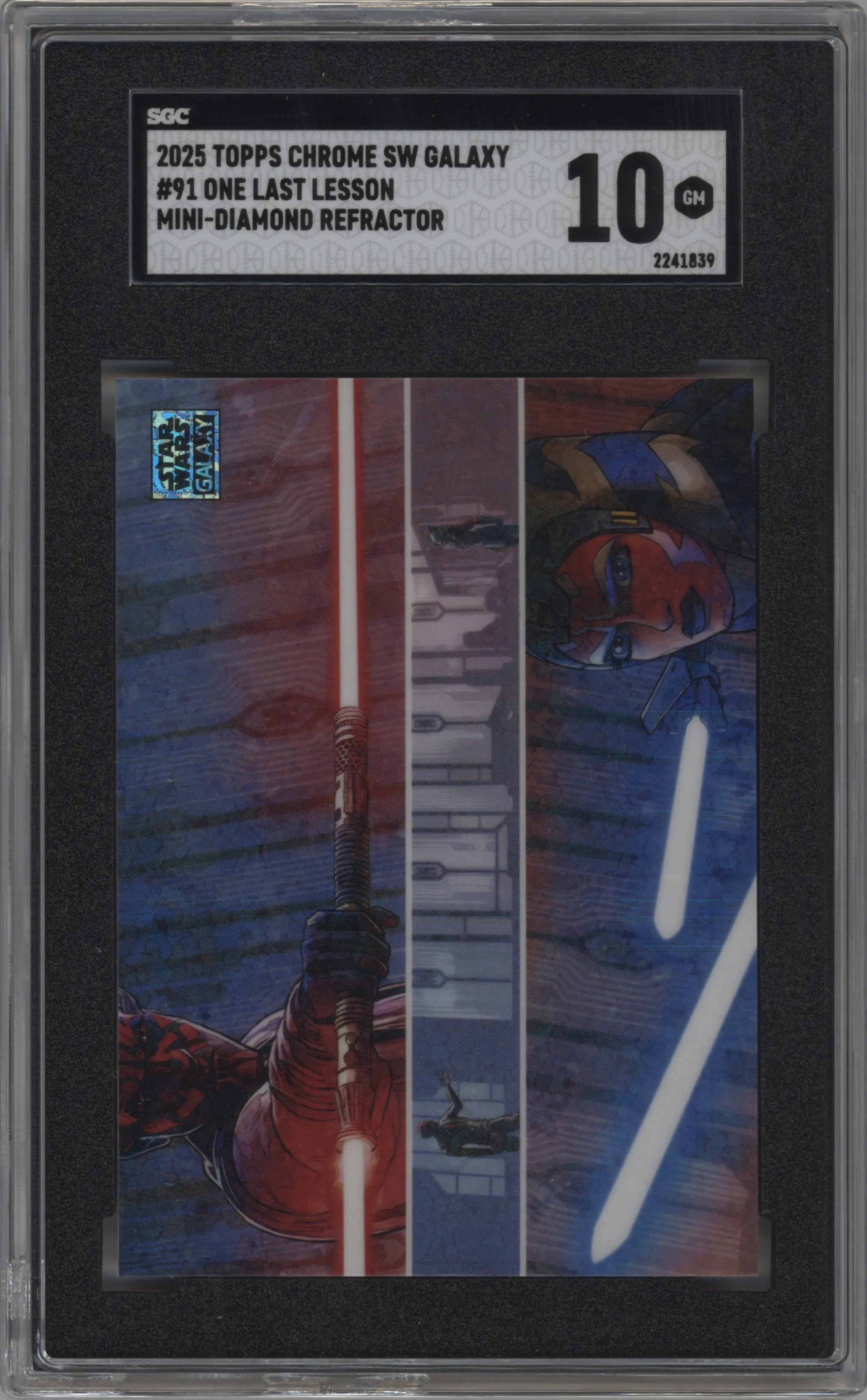 2025 Topps Chrome Star Wars Galaxy One Last Lesson Mini Diamond Refractor #91 SGC 10