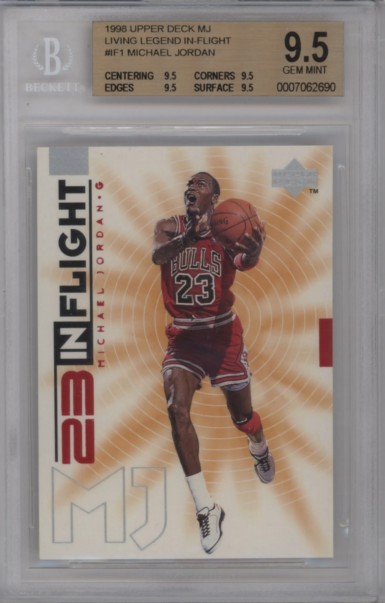1998 Upper Deck Michael Jordan Living Legend In Flight Michael Jordan #IF1 BGS 9.5