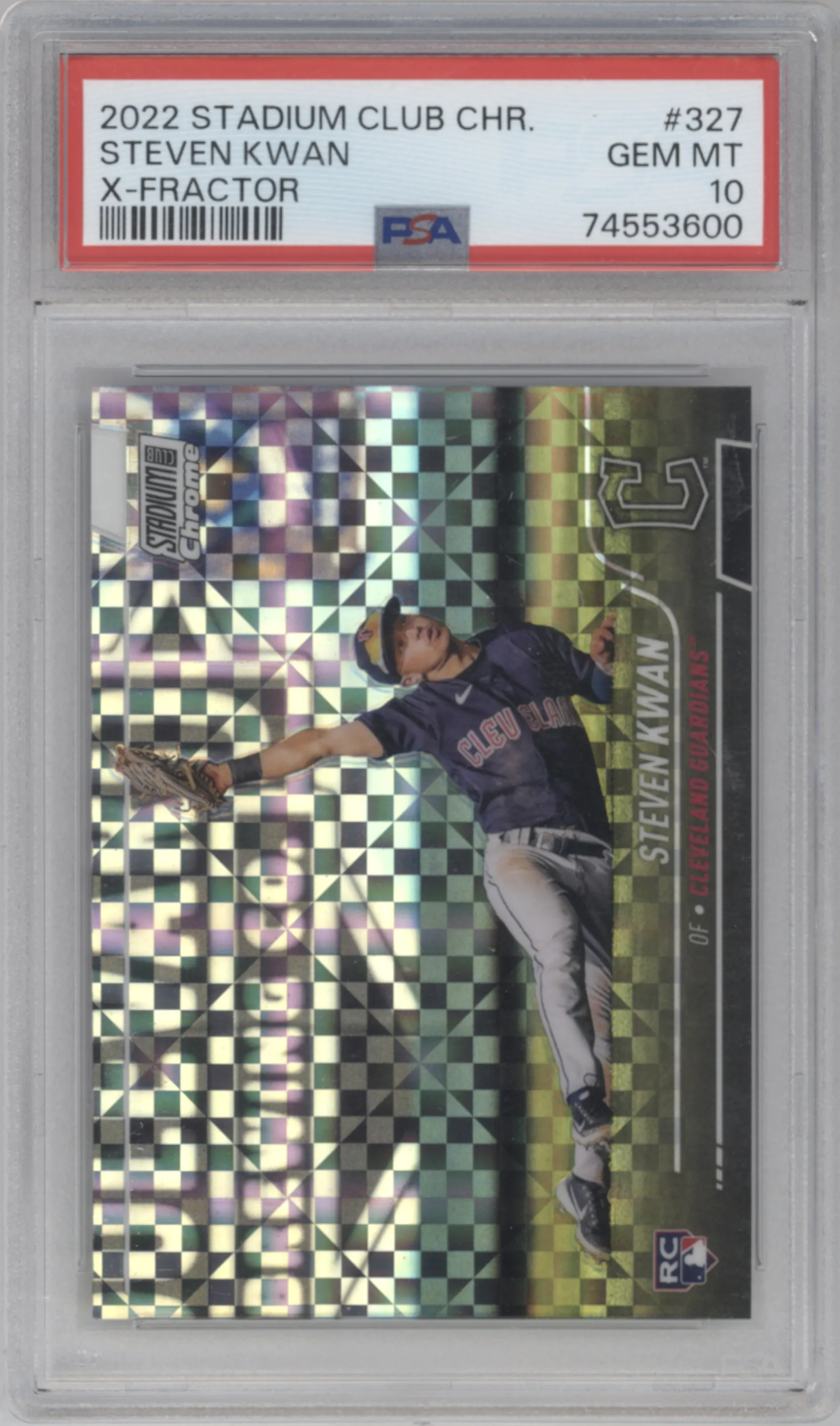 2022 Stadium Club Chrome Steven Kwan X-Fractor #327 PSA 10