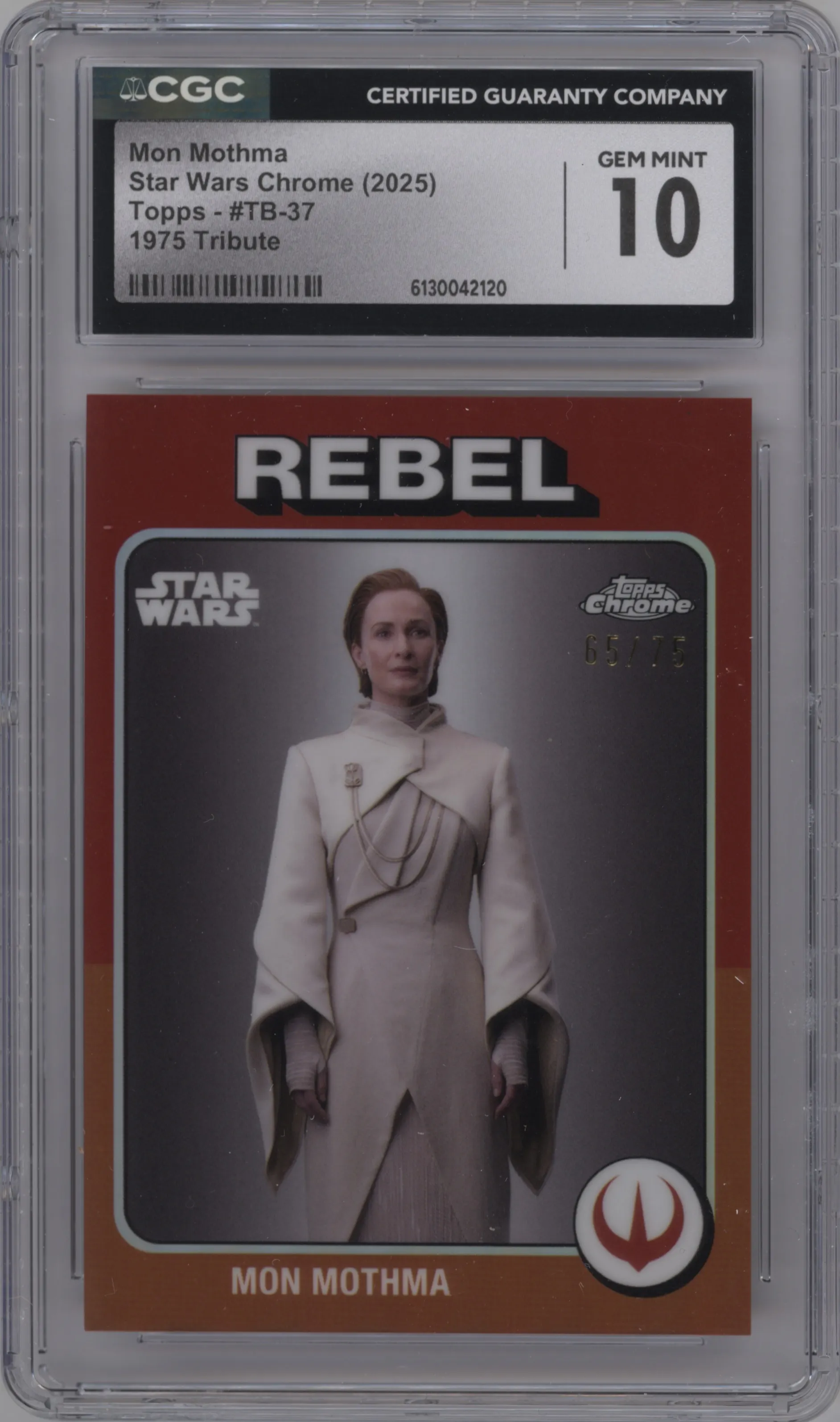 2025 Topps Chrome Star Wars 1975 Tribute Mon Mothma #TB-37 CGC 10