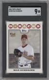 Max Scherzer from the 2008 Topps Updates & Highlights set graded by SGC and given an overall grade of 9.
