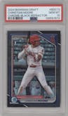 Christian Moore from the 2024 Bowman Draft set featuring a Black Refractor parallel graded by PSA and given an overall grade of 10.
