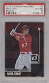 Mike Trout from the 2015 Donruss set graded by PSA and given an overall grade of 10.