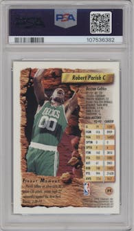 Robert Parish from the 1993-94 Topps Finest  set featuring a Refractor parallel graded by PSA and given an overall grade of 8.