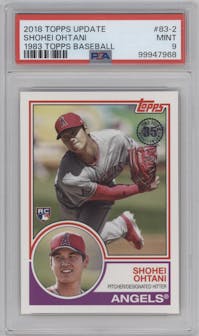 Shohei Ohtani from the 2018 Topps Update set graded by PSA and given an overall grade of 9.