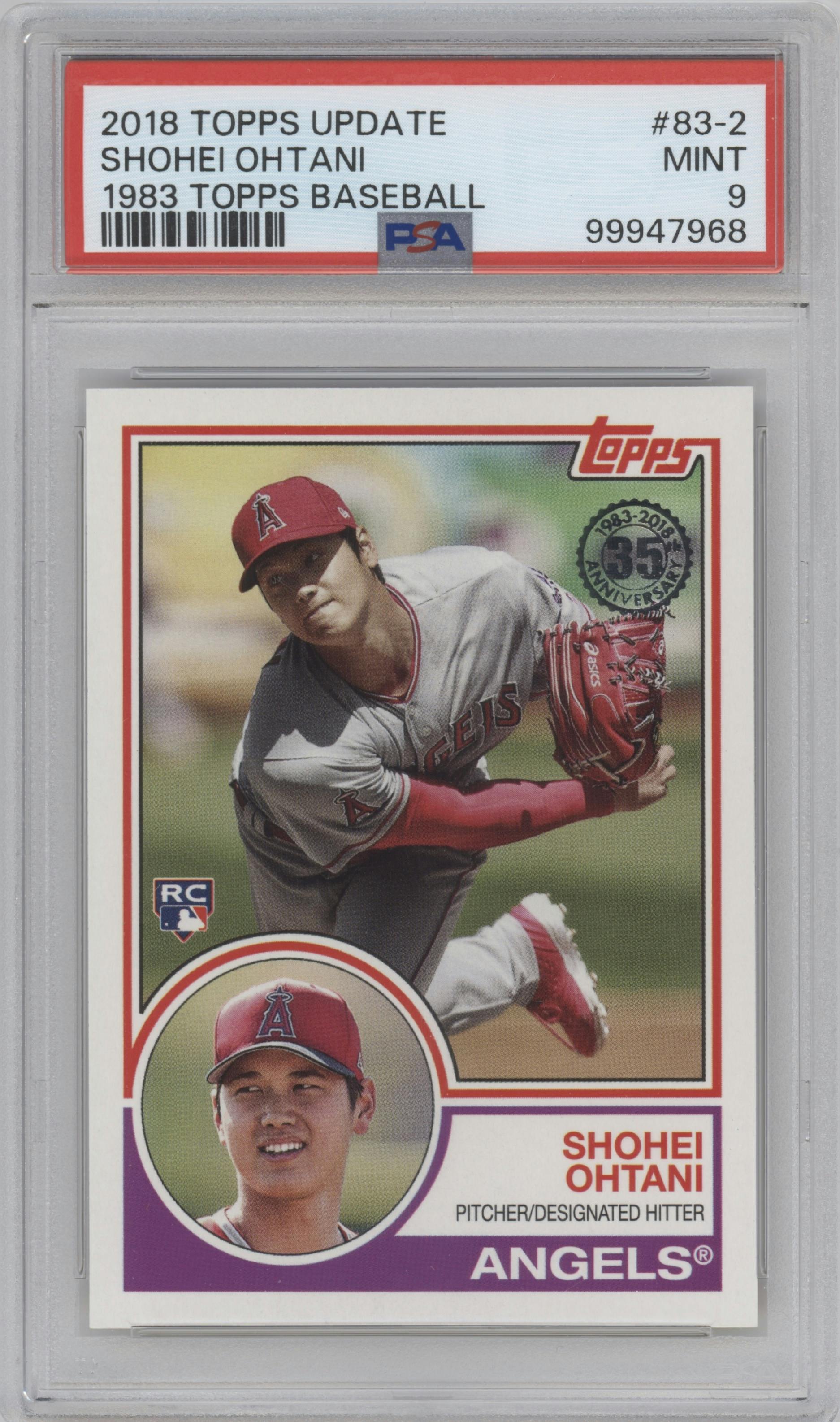 Shohei Ohtani from the 2018 Topps Update set graded by PSA and given an overall grade of 9.