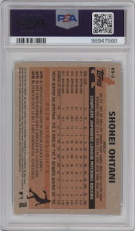 Shohei Ohtani from the 2018 Topps Update set graded by PSA and given an overall grade of 9.