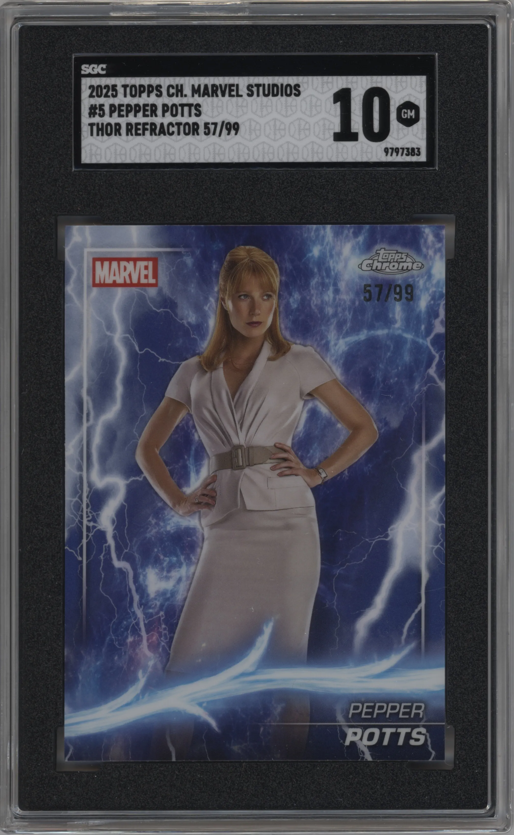 2025 Topps Chrome Marvel Studios Pepper Potts Thor Refractor #5 SGC 10