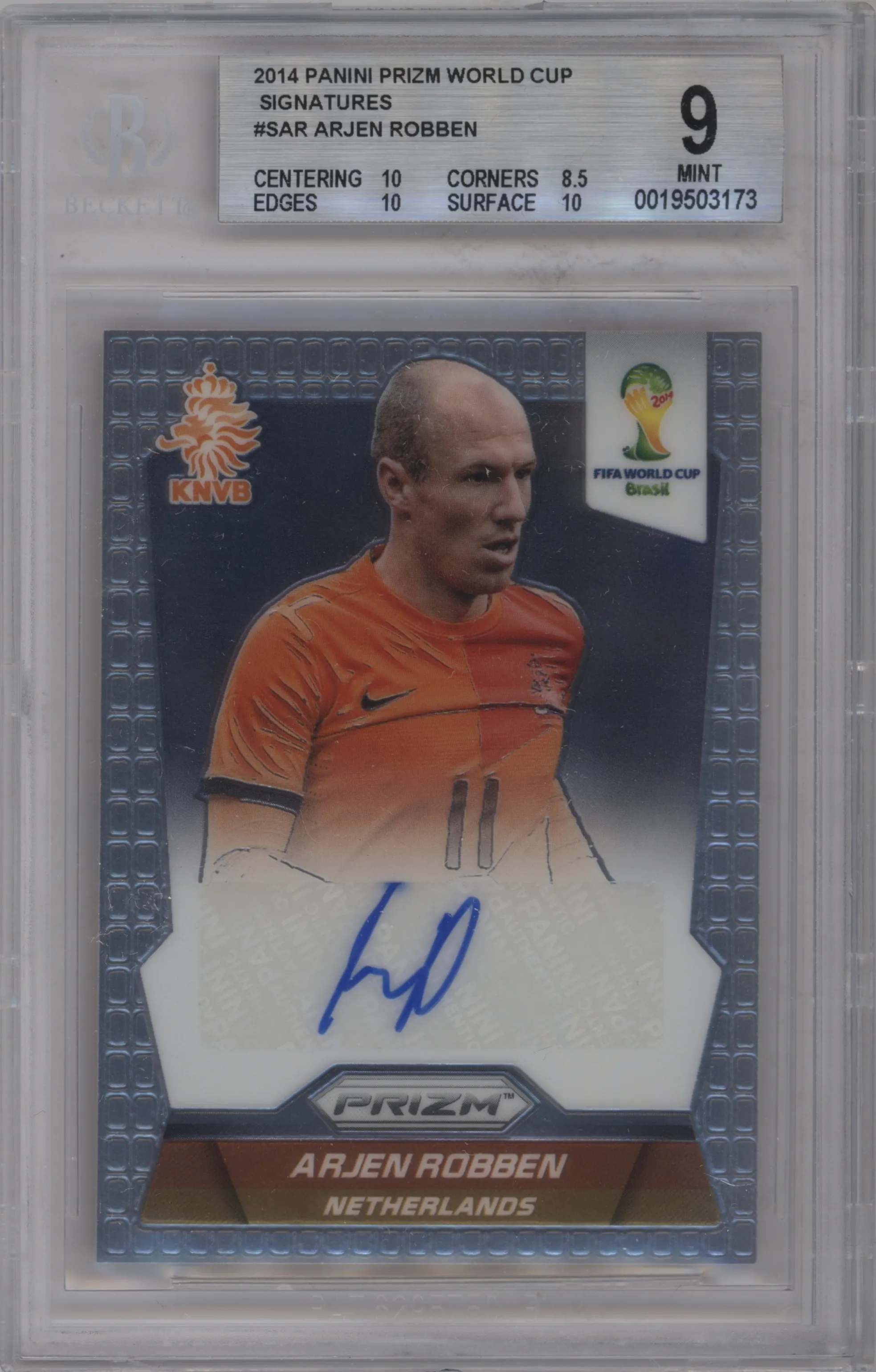2014 Panini Prizm World Cup Signatures Arjen Robben #S-AR BGS 9