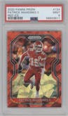 Patrick Mahomes II from the 2020 Panini Prizm set featuring a Red Ice Prizm parallel graded by PSA and given an overall grade of 9.