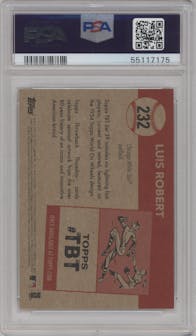 Luis Robert from the 2020 Topps Throwback Thursday  set graded by PSA and given an overall grade of 10.