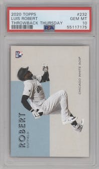 Luis Robert from the 2020 Topps Throwback Thursday  set graded by PSA and given an overall grade of 10.