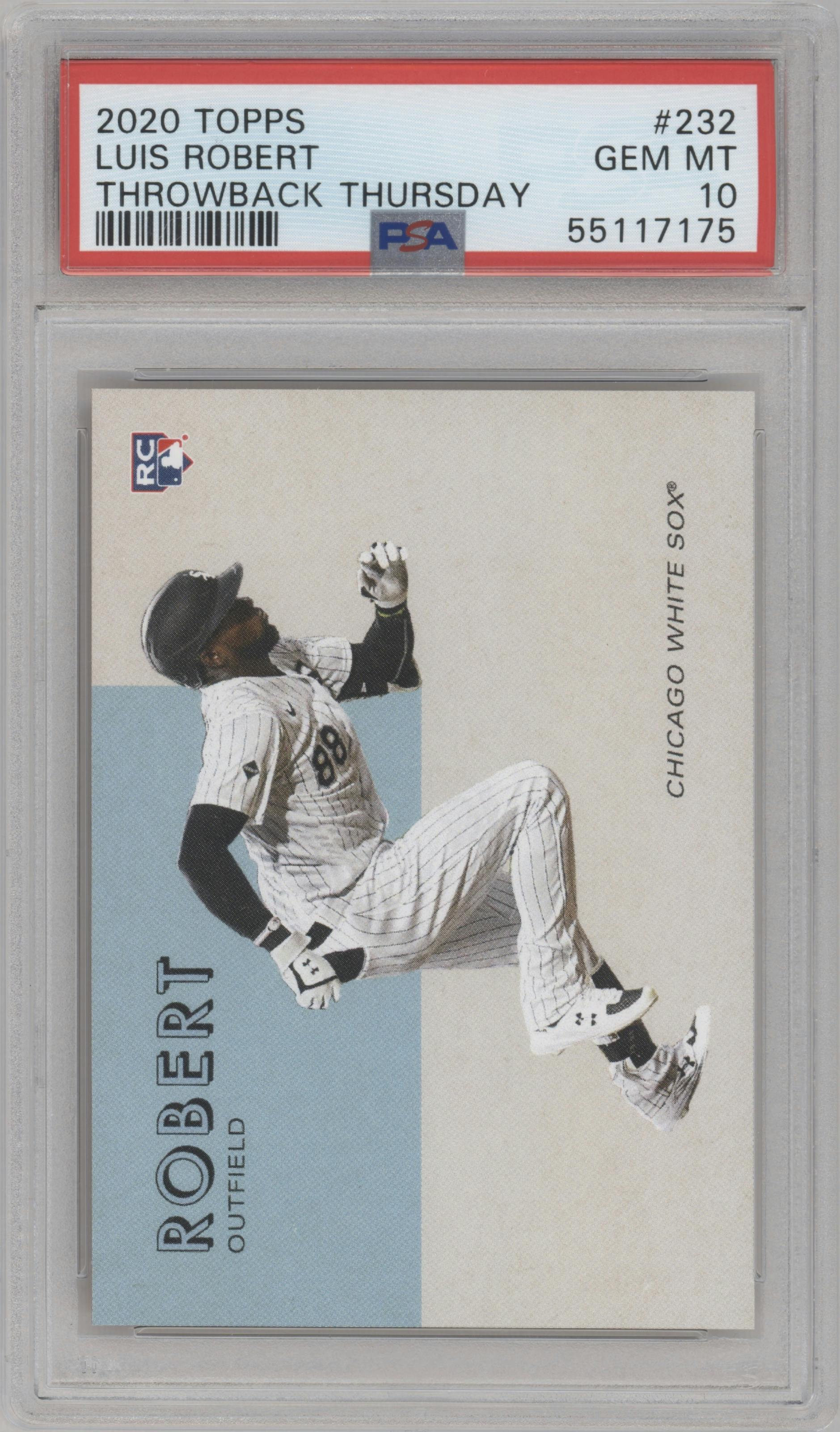 Luis Robert from the 2020 Topps Throwback Thursday  set graded by PSA and given an overall grade of 10.
