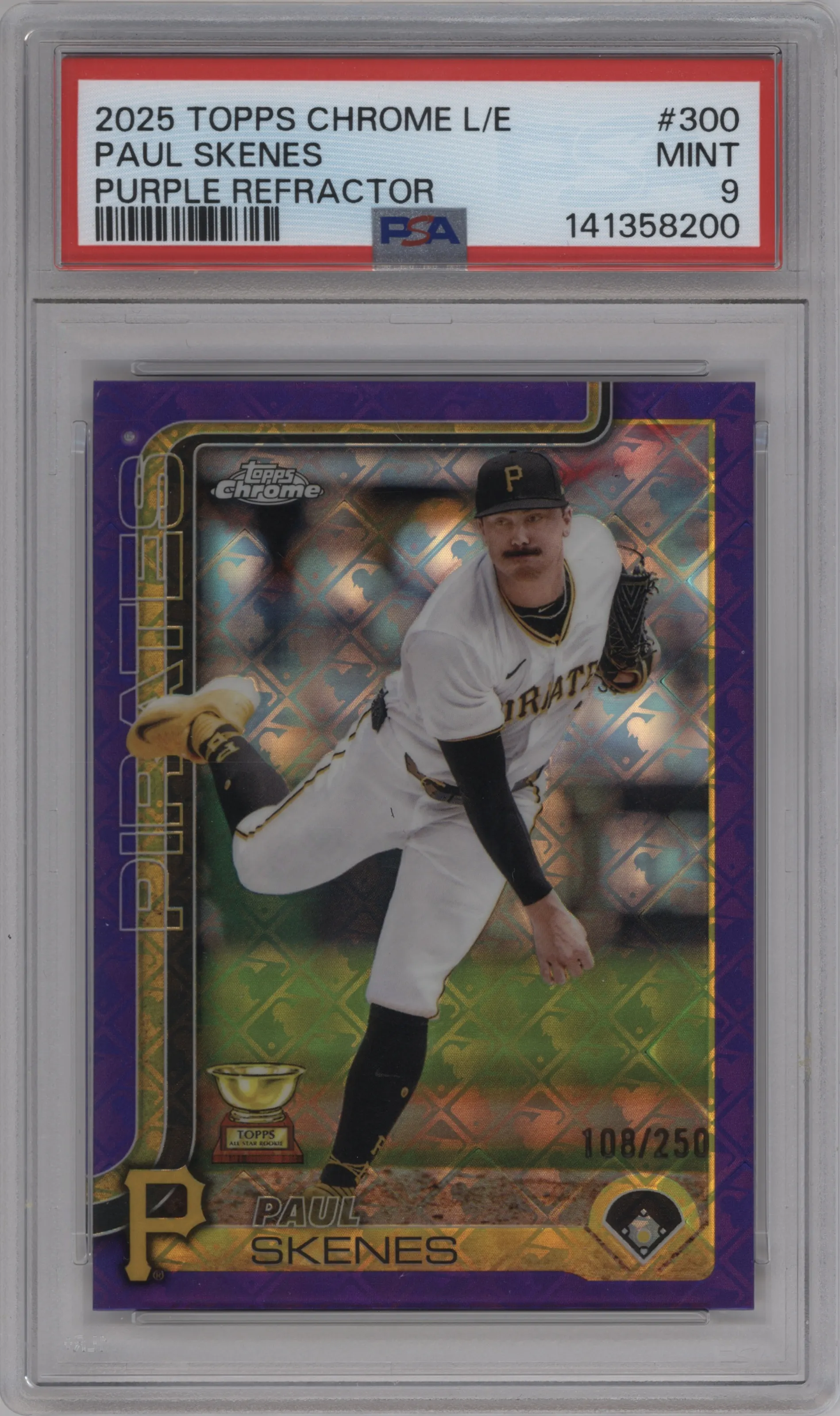 2025 Topps Chrome Logofractor Edition Paul Skenes Purple Refractor #300 PSA 9