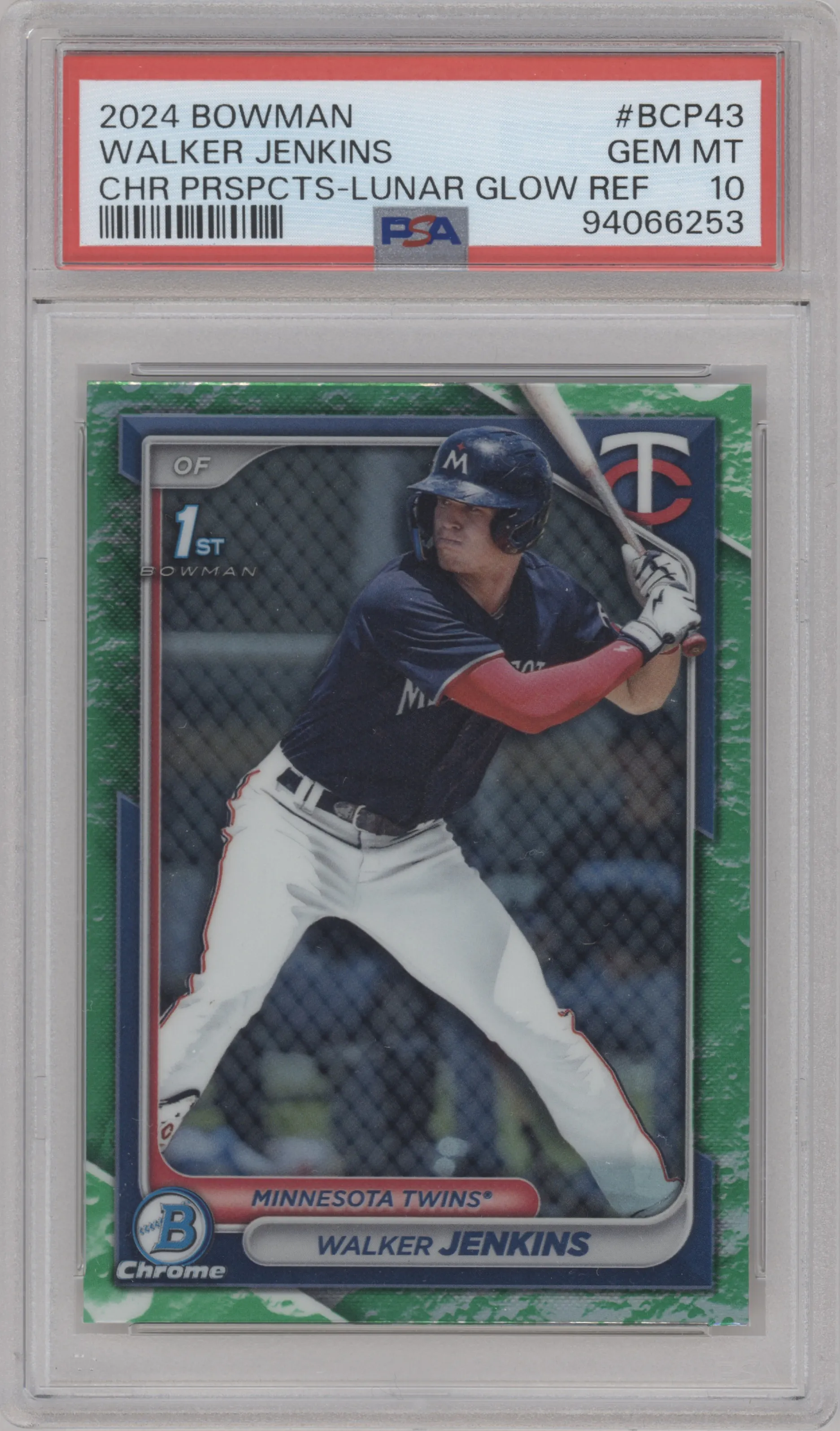 2024 Bowman Chrome Pros. Walker Jenkins Lunar Glow Refractor PSA 10