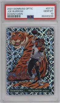 Joe Burrow from the 2021 Panini Donruss Optic set graded by PSA and given an overall grade of 10.