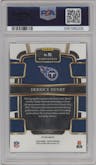 Derrick Henry  from the 2023 Panini Select set featuring a Tri-Color Prizms parallel graded by PSA and given an overall grade of 10.