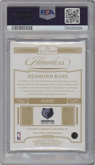 Desmond Bane from the 2020-21 Panini Flawless Basketball set featuring a Gold parallel graded by PSA.