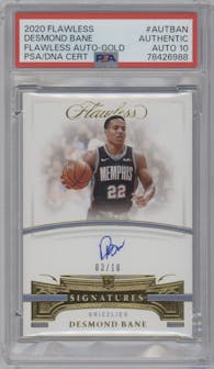 Desmond Bane from the 2020-21 Panini Flawless Basketball set featuring a Gold parallel graded by PSA.