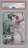Shohei Ohtani from the 2018 Panini Chronicles set graded by PSA and given an overall grade of 9.