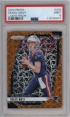 Drake Maye from the 2024 Panini Prizm set featuring a Lazer Prizm parallel graded by PSA and given an overall grade of 9.
