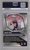 Drake Maye from the 2024 Panini Prizm set featuring a Lazer Prizm parallel graded by PSA and given an overall grade of 9.