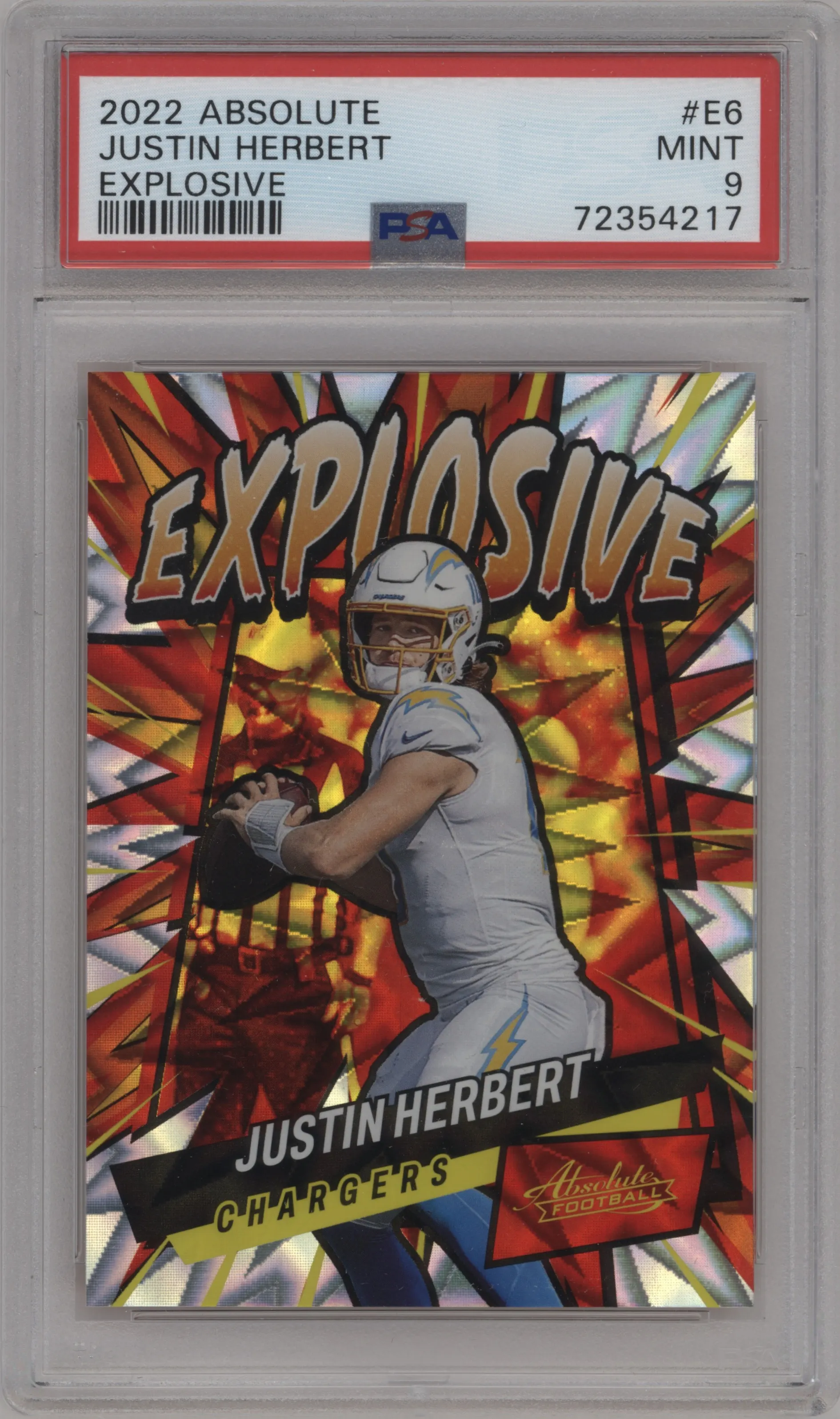 2022 Panini Absolute Explosive Justin Herbert PSA 9