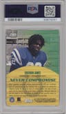 Edgerrin James from the 1999 Stadium Club Chrome set featuring a Refractor parallel graded by PSA and given an overall grade of 9.