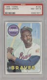 Hank Aaron from the 1969 Topps set graded by PSA and given an overall grade of 8.