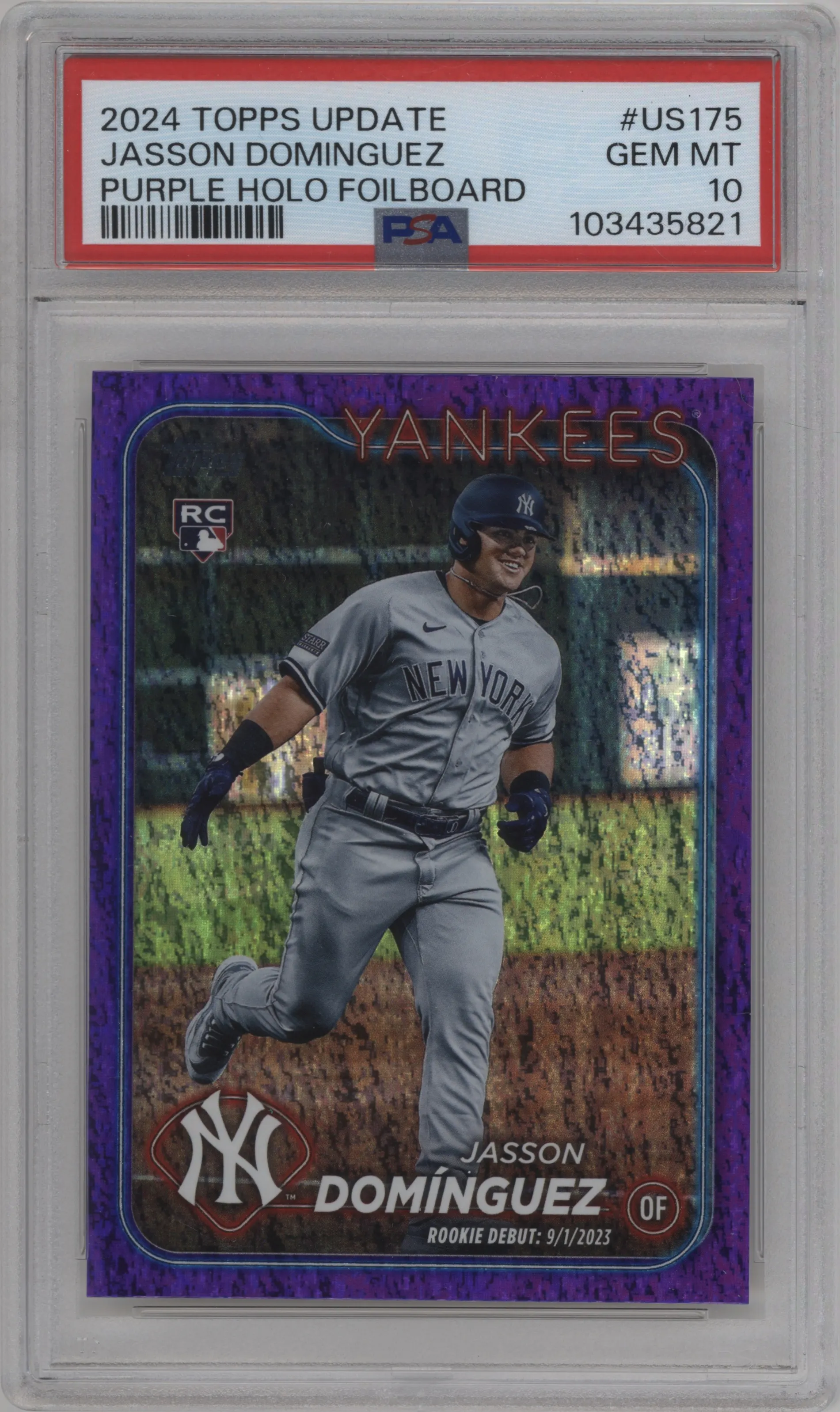 2024 Topps Update Jasson Dominguez Purple Holofoil #US175 PSA 10
