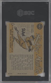 Mickey Mantle from the 1960 Topps set graded by SGC and given an overall grade of 1.