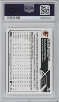 Gunnar Henderson from the 2023 Topps Series 1 set graded by PSA and given an overall grade of 10.