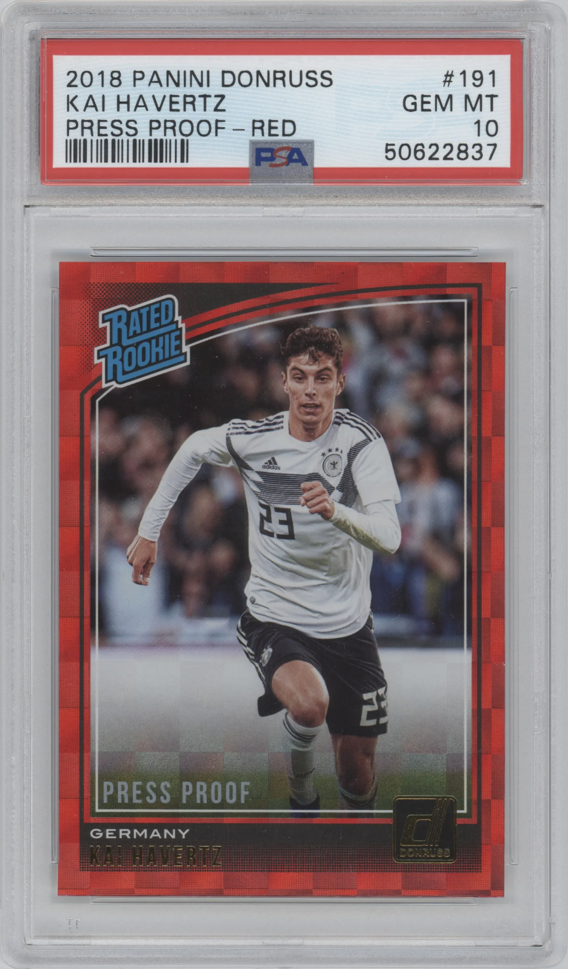 2018 Panini Donruss Rated Rookie Kai Havertz Press Proof Red PSA 10