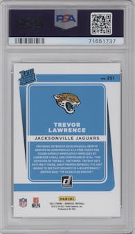 Trevor Lawrence from the 2021 Panini Donruss set graded by PSA and given an overall grade of 8.