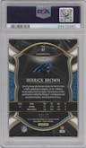 Derrick Brown from the 2020 Panini Select set featuring a Gold Prizm parallel graded by PSA and given an overall grade of 10.