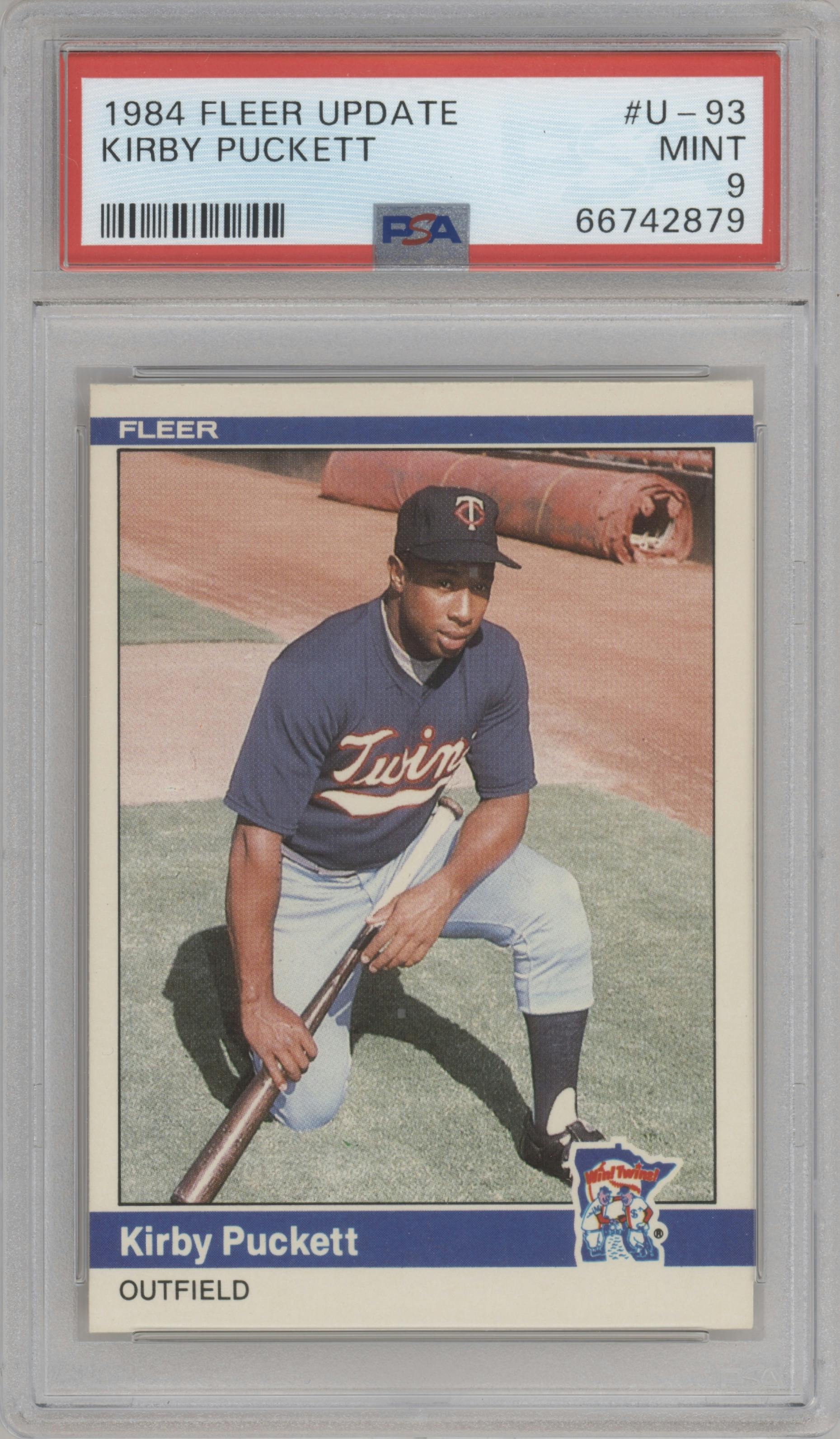 Kirby Puckett from the 1984 Fleer Update set graded by PSA and given an overall grade of 9.
