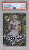 Justin Herbert from the 2023 Panini Mosaic set graded by PSA and given an overall grade of 10.