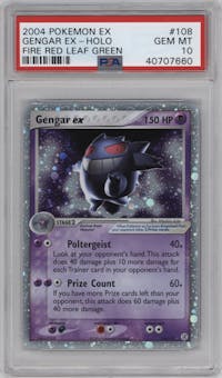 Gengar Ex from the 2004 Pokemon EX set graded by PSA and given an overall grade of 10.