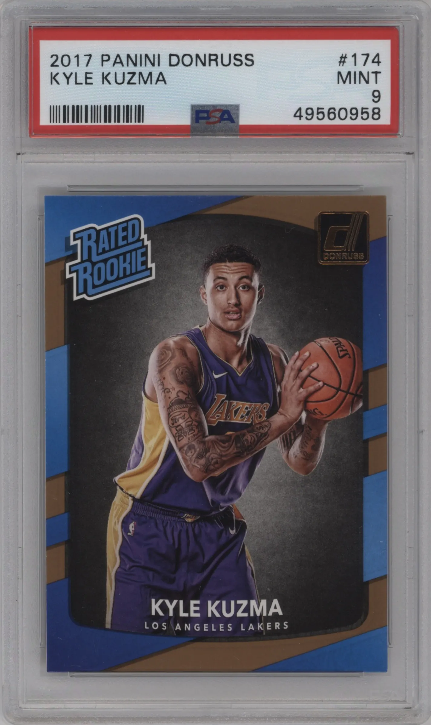 2017 Panini Donruss Rated Rookie Kyle Kuzma PSA 9