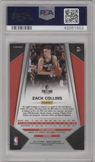 Zach Collins from the 2017-18 Panini Mosaic Prizm  set featuring a Green parallel graded by PSA and given an overall grade of 10.