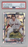 Blaze Jordan from the 2021 Bowman set featuring a Atomic Refractor parallel graded by PSA and given an overall grade of 10.