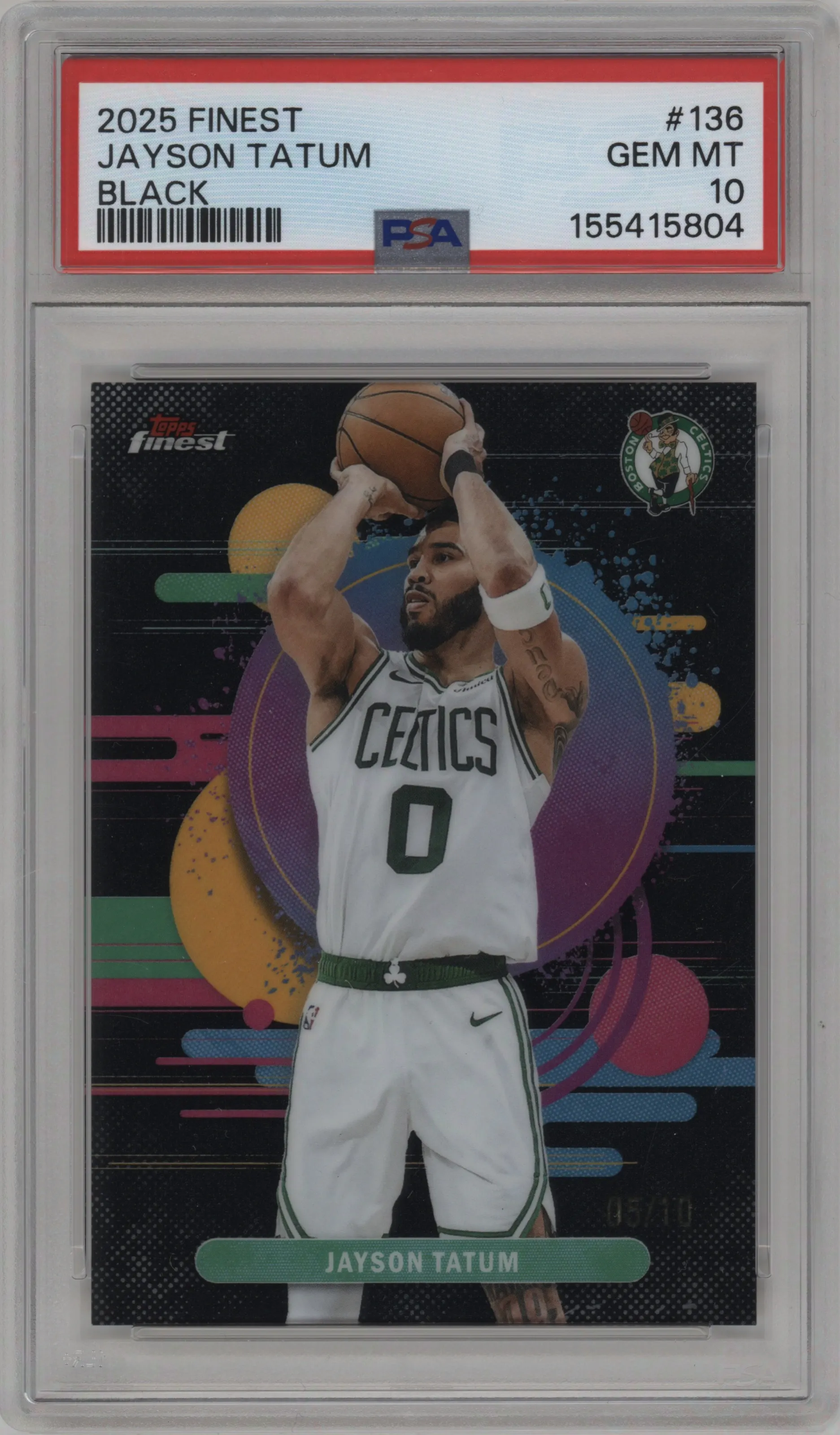 2025 Finest Jayson Tatum Black Refractor #136 PSA 10