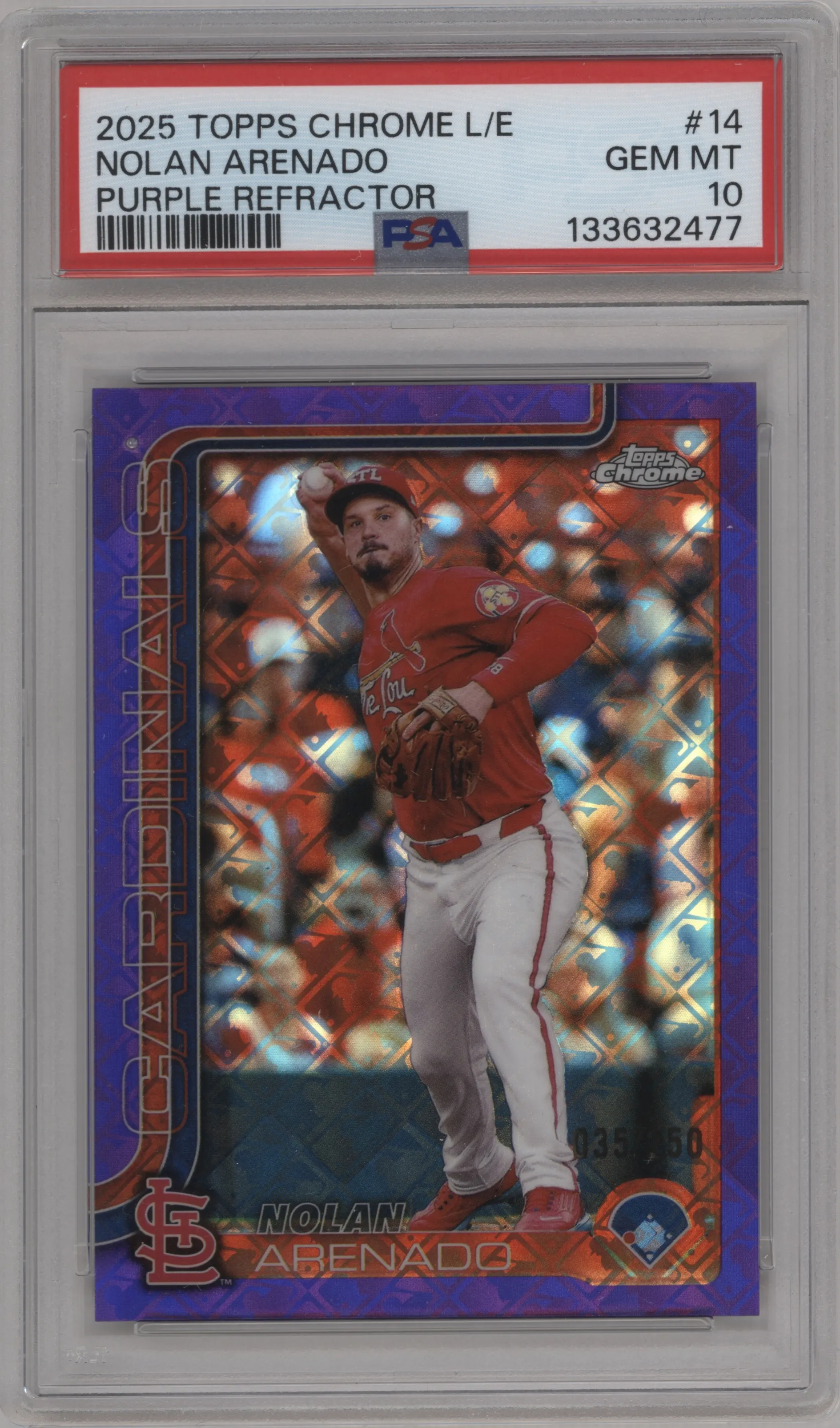 2025 Topps Chrome Logofractor Edition Nolan Arenado Purple Refractor PSA 10