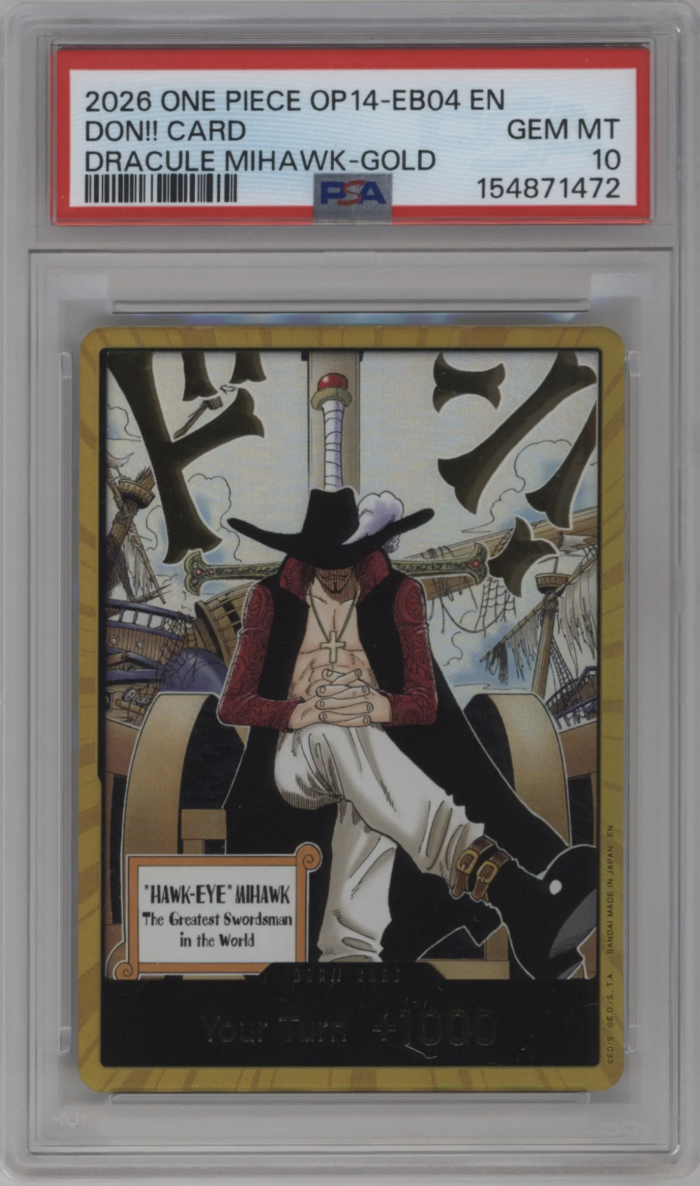 2026 One Piece The Azure Sea's Seven DON!! Card Gold PSA 10