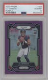C.J. Stroud from the 2023 Panini Prizm set featuring a Purple Prizm parallel graded by PSA and given an overall grade of 10.