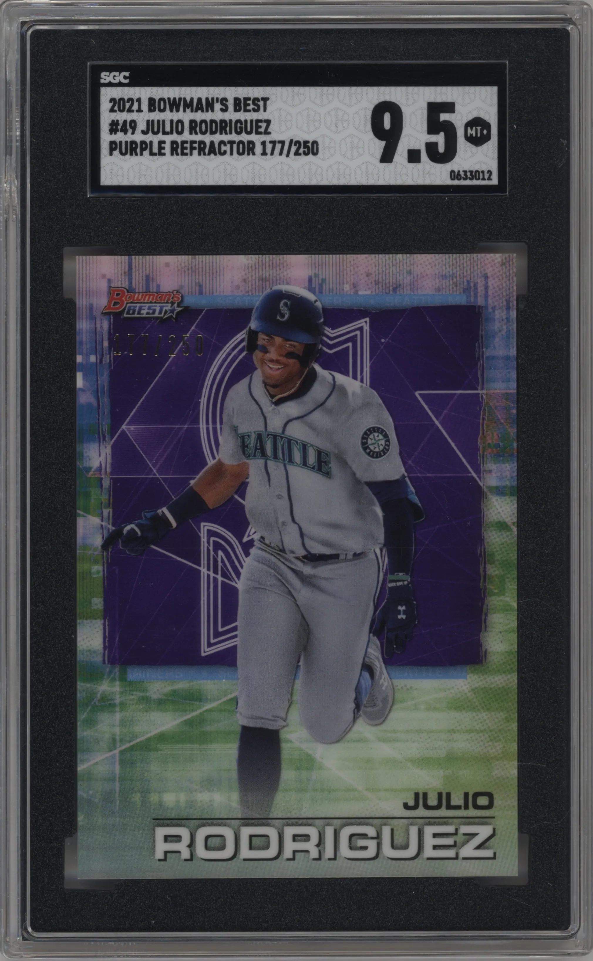 2021 Bowman’s Best Julio Rodriguez Purple Refractor SGC 9.5
