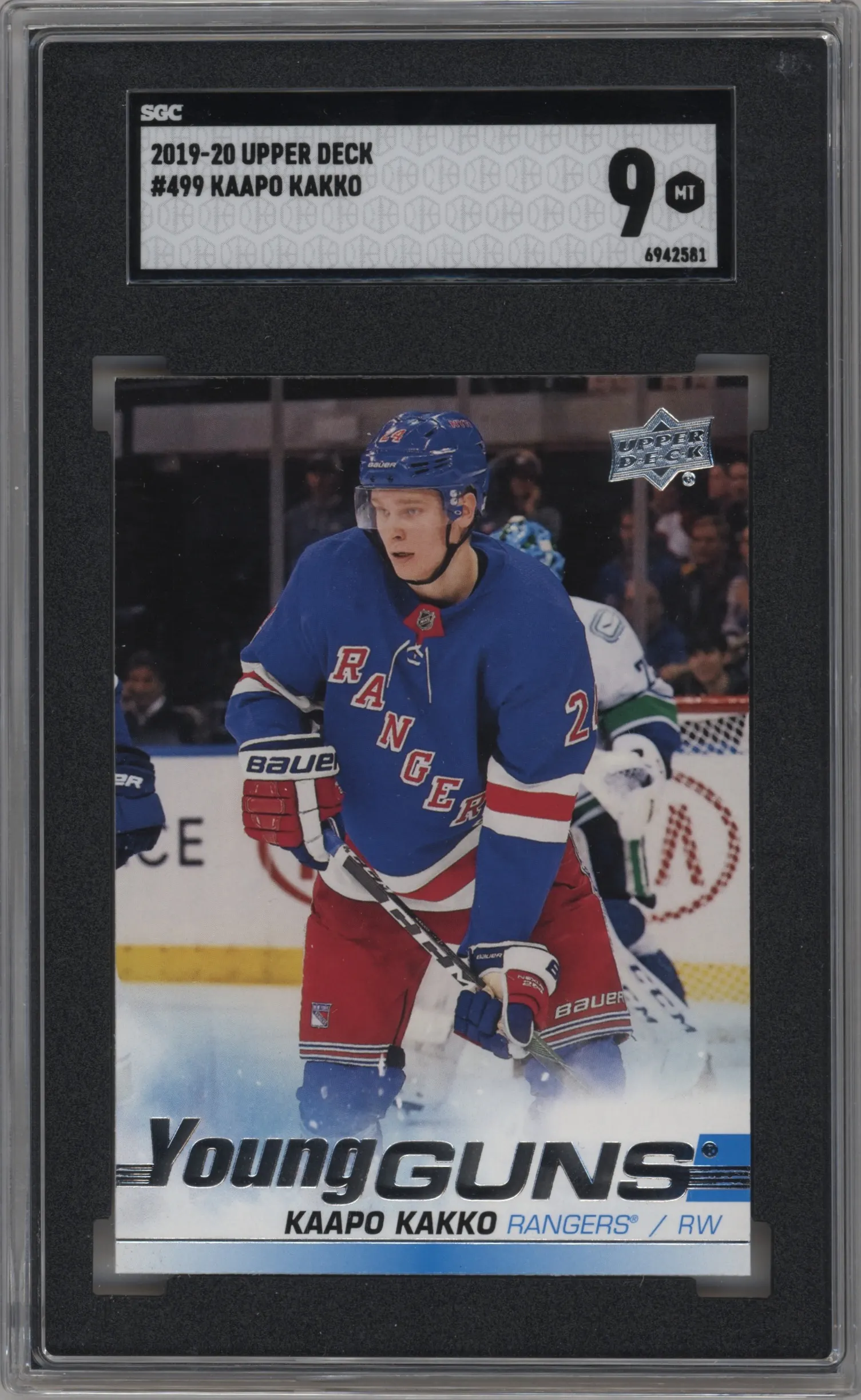 2019 Upper Deck Young Guns Kaapo Kakko #499 SGC 9
