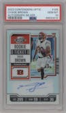 Chase Brown from the 2023 Panini Contenders Optic set featuring a Silver parallel graded by PSA and given an overall grade of 10.