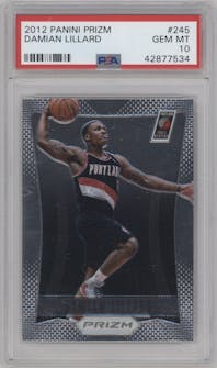 Damian Lillard from the 2012-13 Panini Prizm set graded by PSA and given an overall grade of 10.